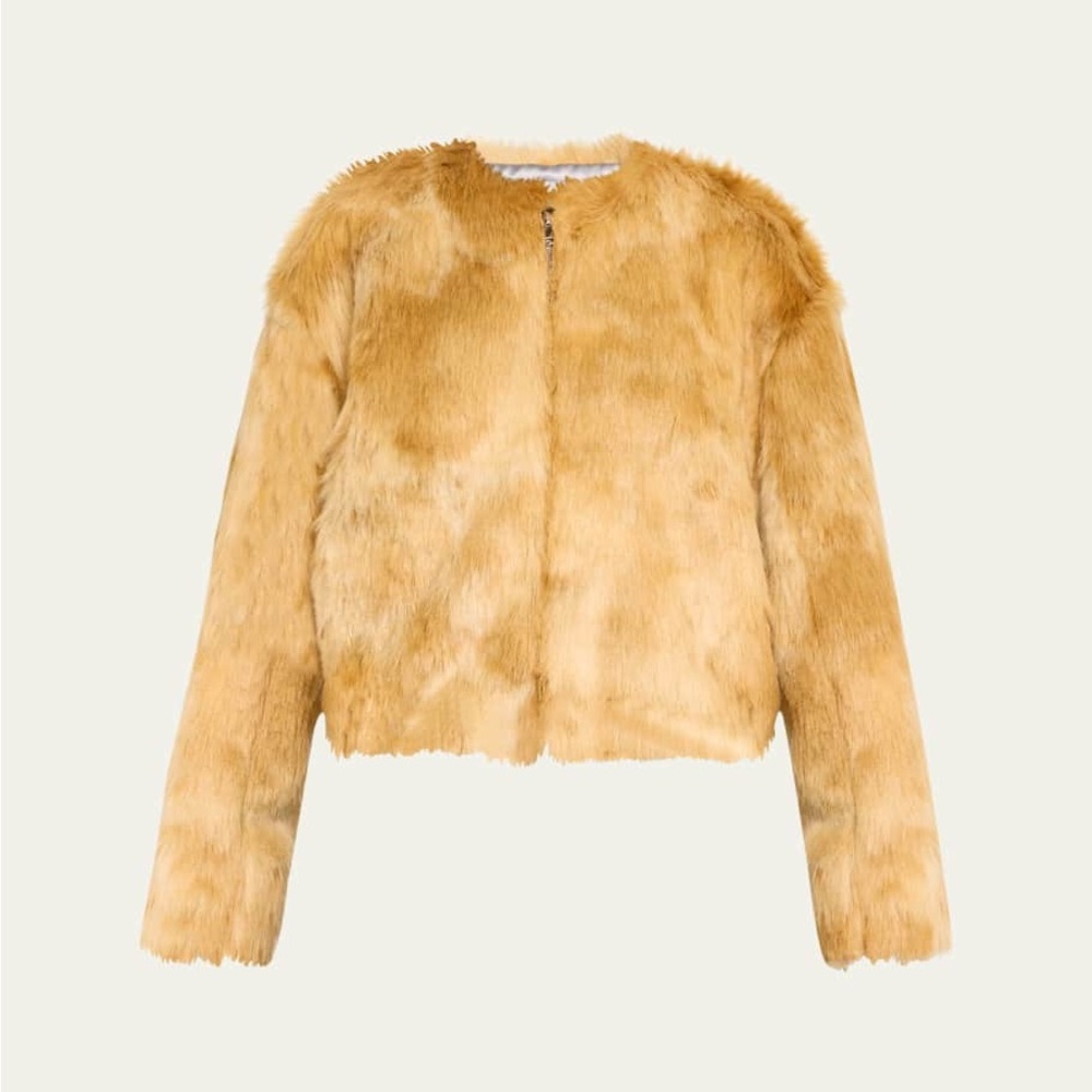 Des Phemmes Women's Faux Fur Jacket in Tan NWT